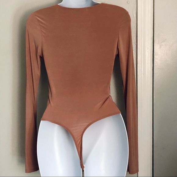 Mauve Tie Front Detail Bodysuit - Picture 3 of 4
